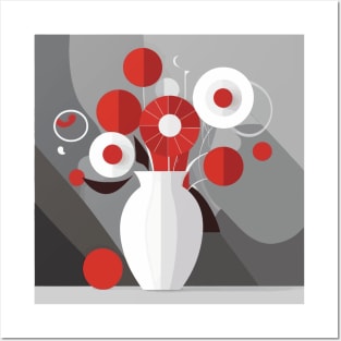 Cute Abstract Flowers in a Minimal White Vase Posters and Art